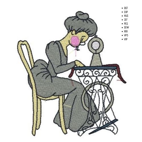 Machine Embroidery Design: Grandma Sewing - instant digital download