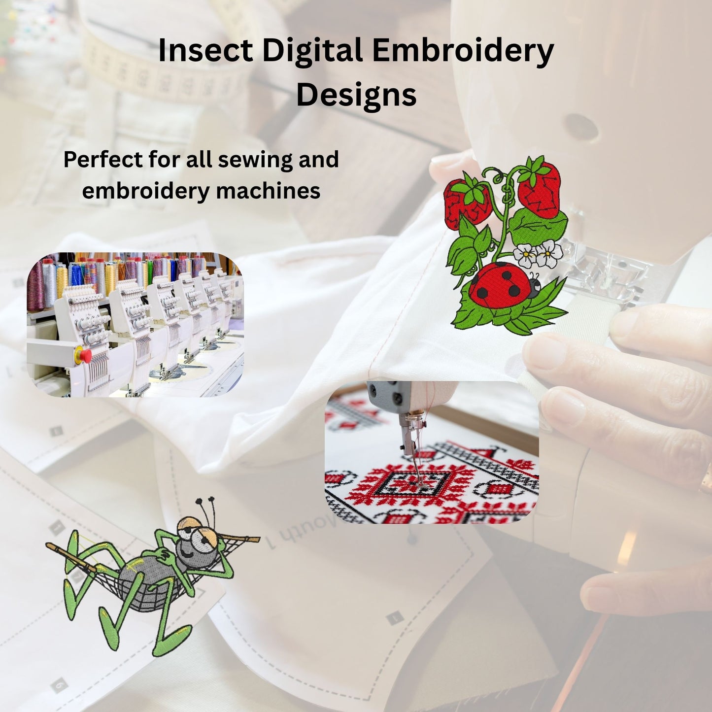 Insect Machine Embroidery Designs - Fun & Whimsical | Instant Download