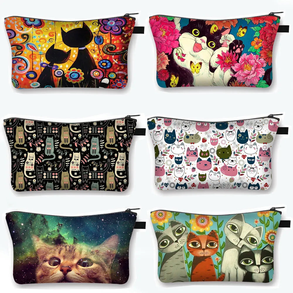 Cute Cat Print Cosmetic Case