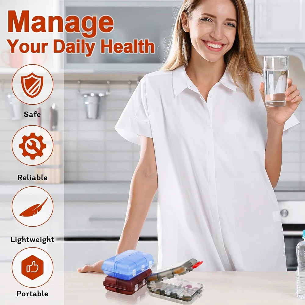 10 Compartment Pill Travel Box | Organise & Travel with Ease