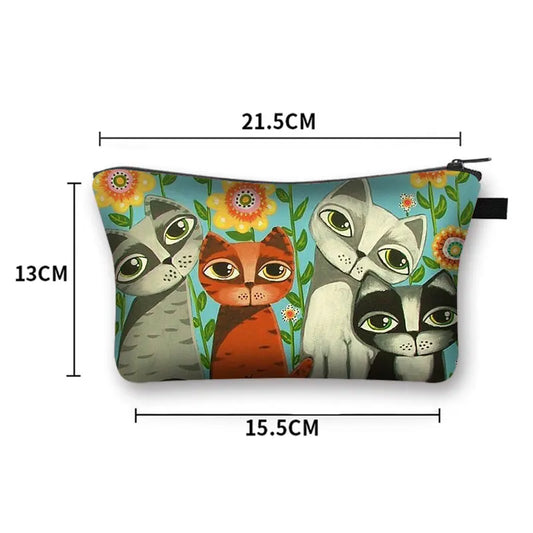 Cute Cat Print Cosmetic Case
