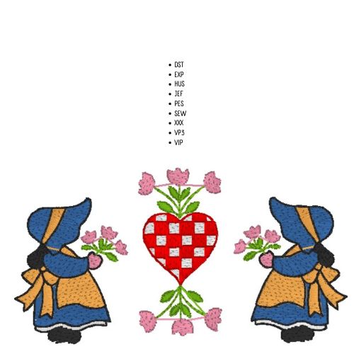 Machine Embroidery Design: Twin Love - instant digital download