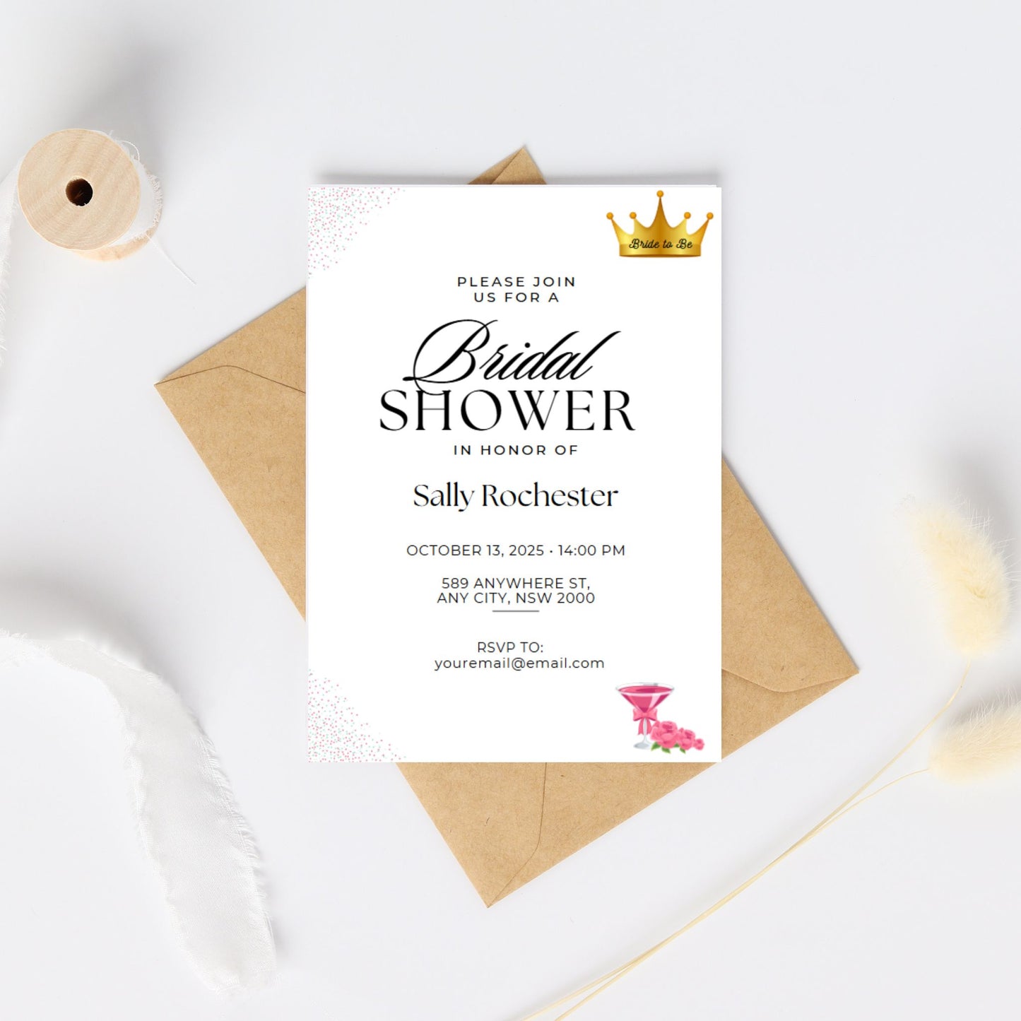 Bridal Shower Invitation - Editable