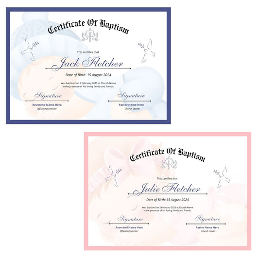 Elegant Baptism Certificate Template | Editable