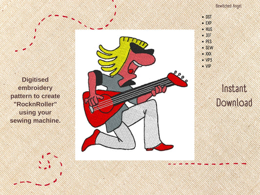 Machine Embroidery Design: Rock n Roller - instant digital download