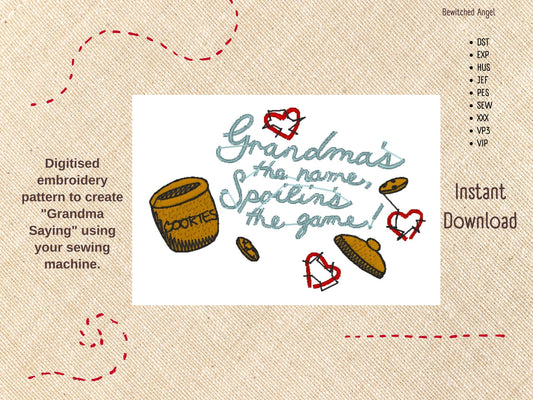 Machine Embroidery Design: Grandma Saying - instant digital download