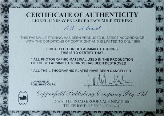 Lionel Lindsay All Aboard Limited Edition Facsimile Etching | Australian Art Print