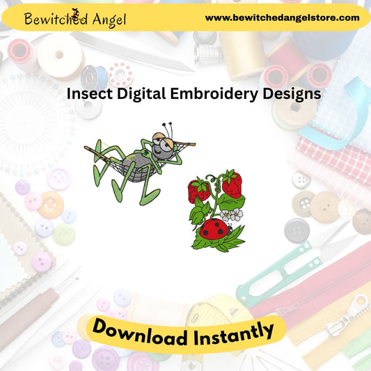 Insect Machine Embroidery Designs - Fun & Whimsical | Instant Download