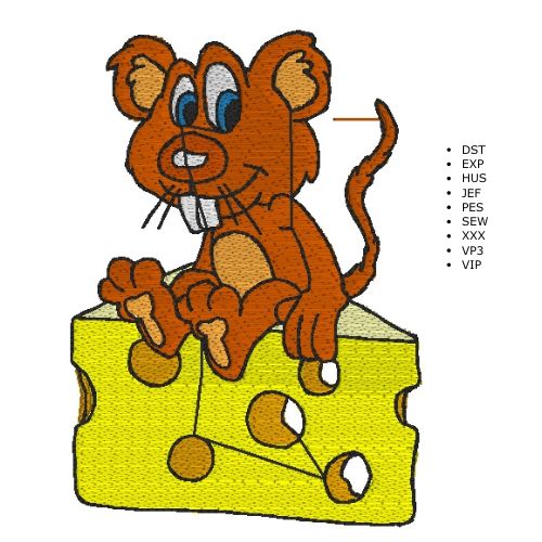 Machine Embroidery Design: Mouse & Cheese - instant digital download