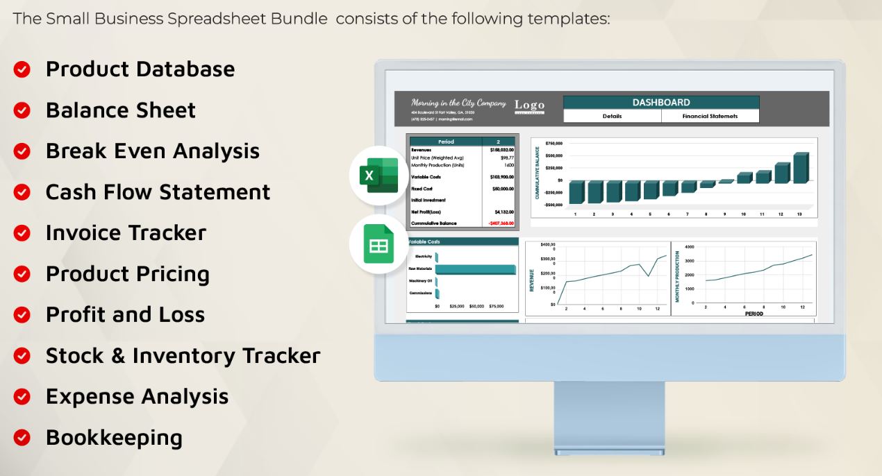 20 Small Business Financial Management Excel Spreadsheets