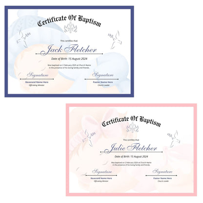 Elegant Baptism Certificate Template | Editable