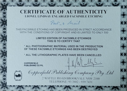 Lionel Lindsay Post & Mail Limited Edition Facsimile Etching | Australian Art Print