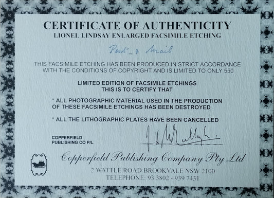 Lionel Lindsay Post & Mail Limited Edition Facsimile Etching | Australian Art Print