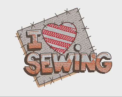 Machine Embroidery Design: I Love Sewing - instant digital download