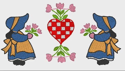 Machine Embroidery Design: Twin Love - instant digital download