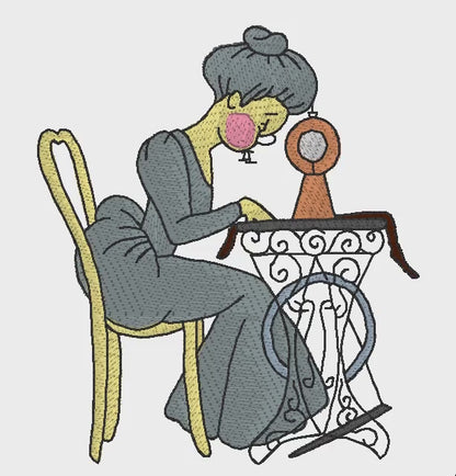 Machine Embroidery Design: Grandma Sewing - instant digital download