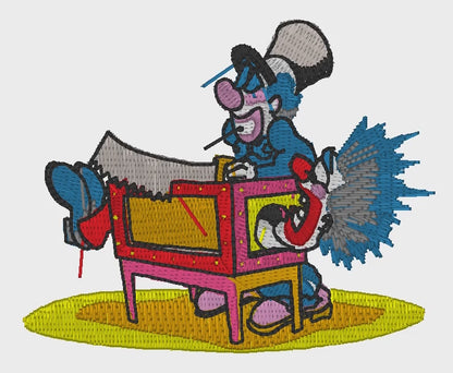 Machine Embroidery Design: Clown in a Box - instant digital download