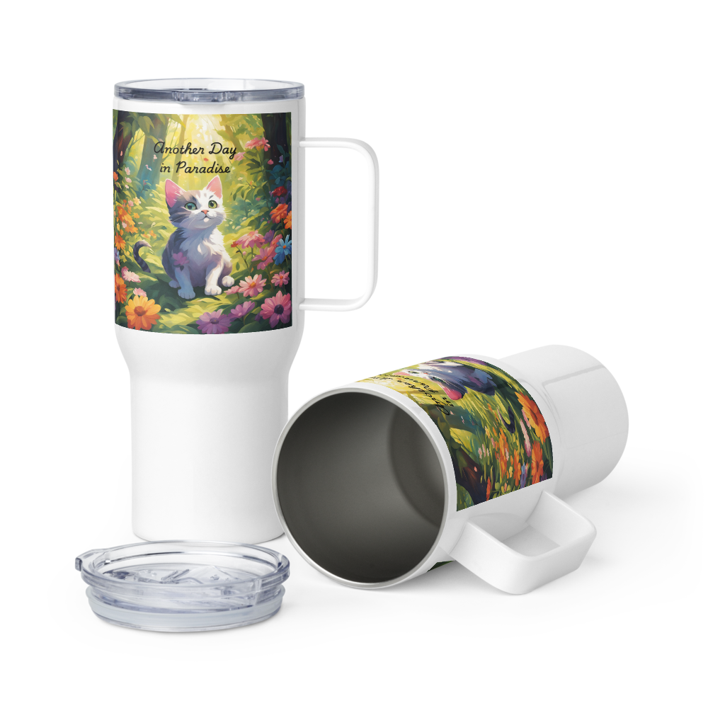 Cat Lover Insulated Travel Coffee Mug - "Another Day in Paradise"