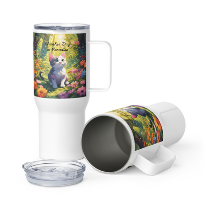 Cat Lover Insulated Travel Coffee Mug - "Another Day in Paradise"