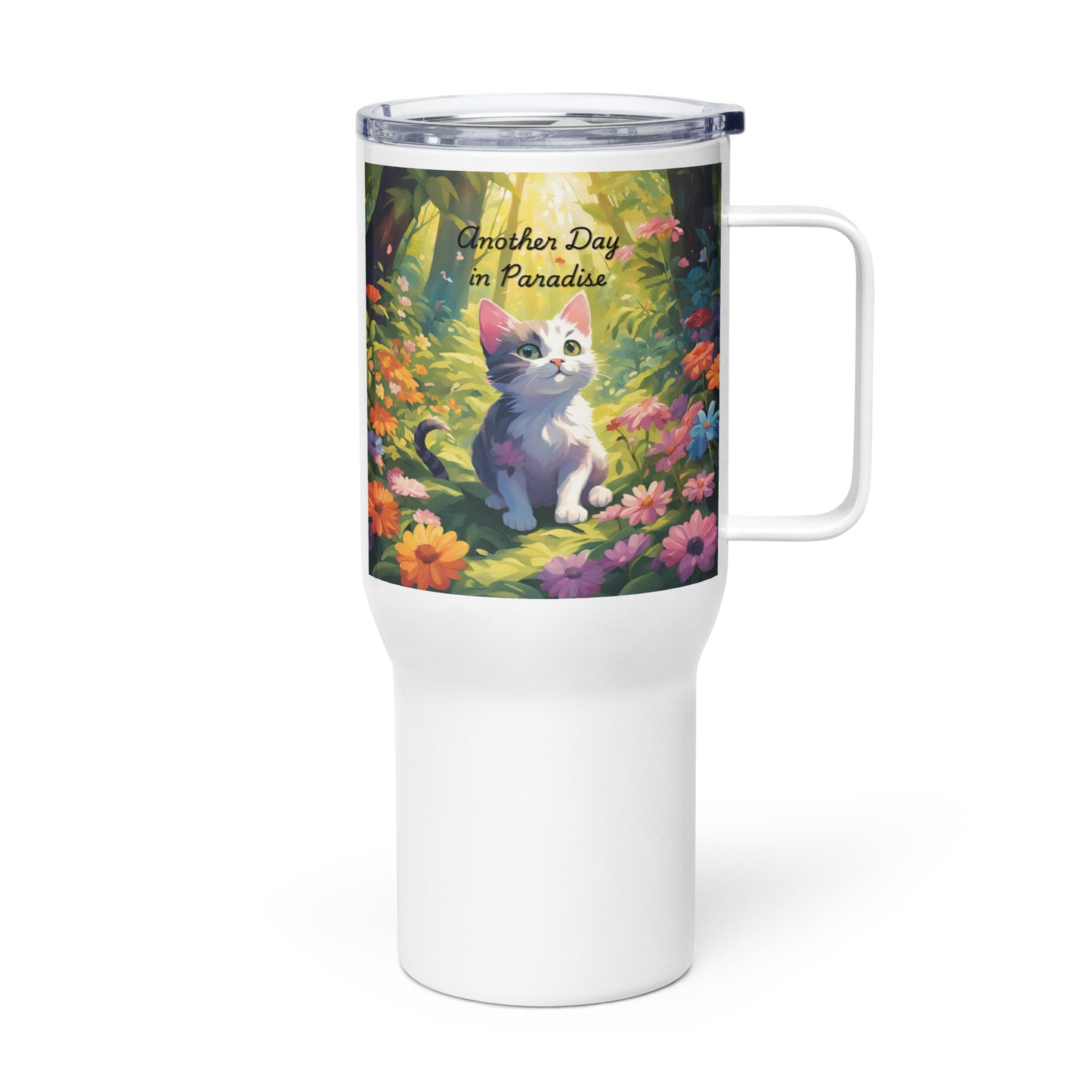 Cat Lover Insulated Travel Coffee Mug - "Another Day in Paradise"