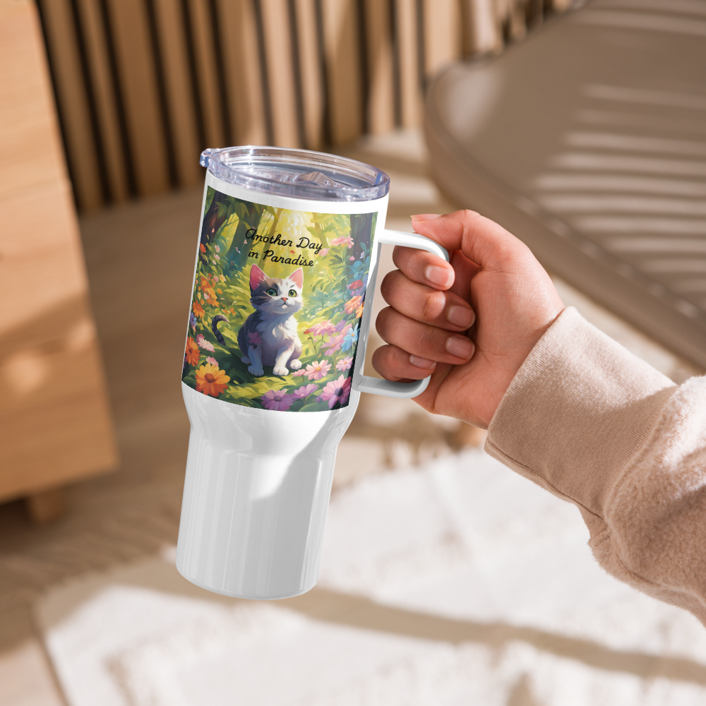 Cat Lover Insulated Travel Coffee Mug - "Another Day in Paradise"