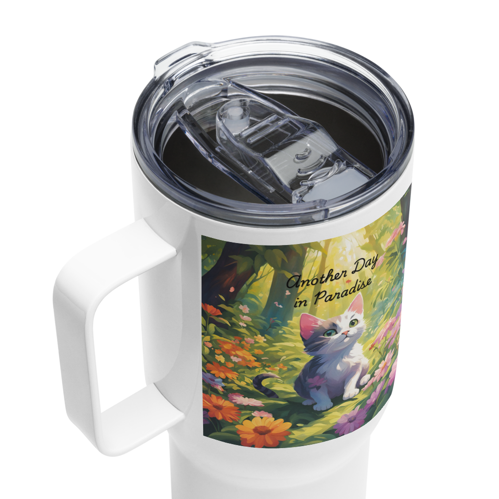 Cat Lover Insulated Travel Coffee Mug - "Another Day in Paradise"