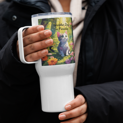 Cat Lover Insulated Travel Coffee Mug - "Another Day in Paradise"
