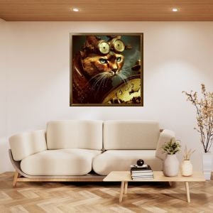 Steampunk Cat with Clock Digital Print
