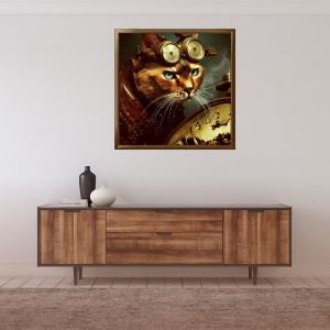 Steampunk Cat with Clock Digital Print
